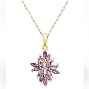 NWT Macy's Fine Jewelry Line 18K gold plated genuine amethyst pendant necklace